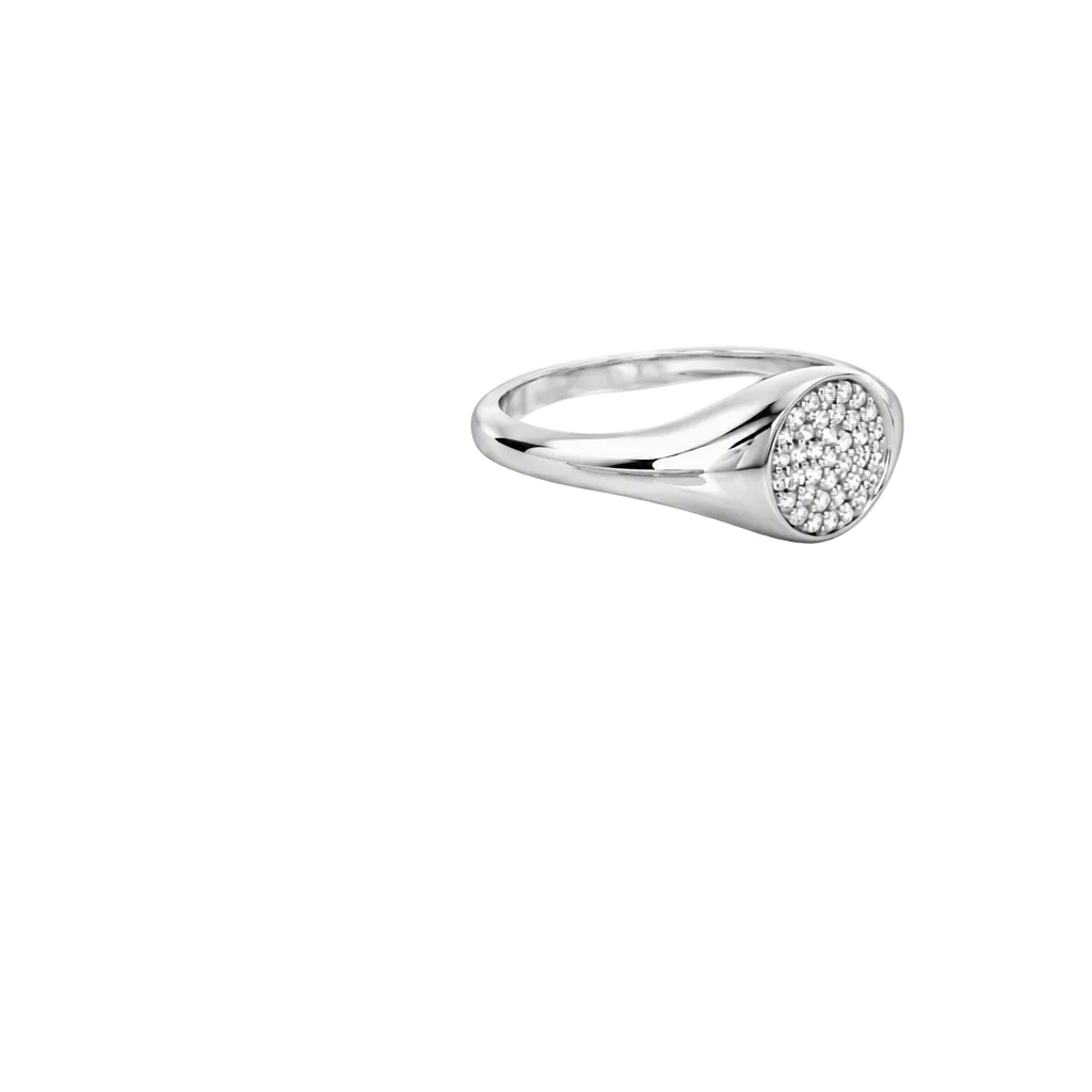 "Bella” Illuminated Full Moon Zirconia Signet Ring (Silver)