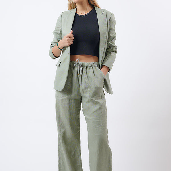 "LYLA" LINEN BLAZER - SAGE GREEN