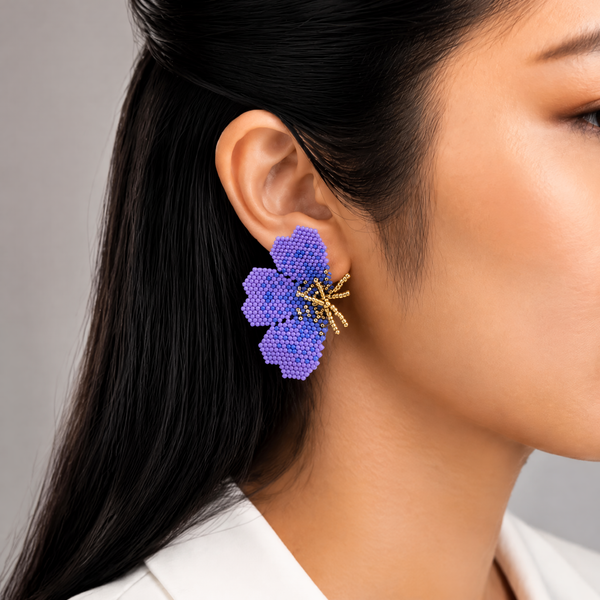"NOLA" BEADED PURPLE BUTTERFLY EARRINGS