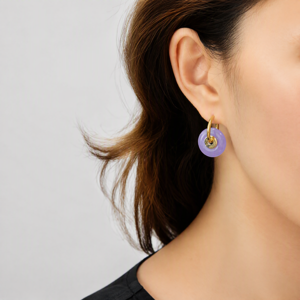 “CIAMBELLA” 2 STONES PURPLE AND CHERRY RED AGATE earrings