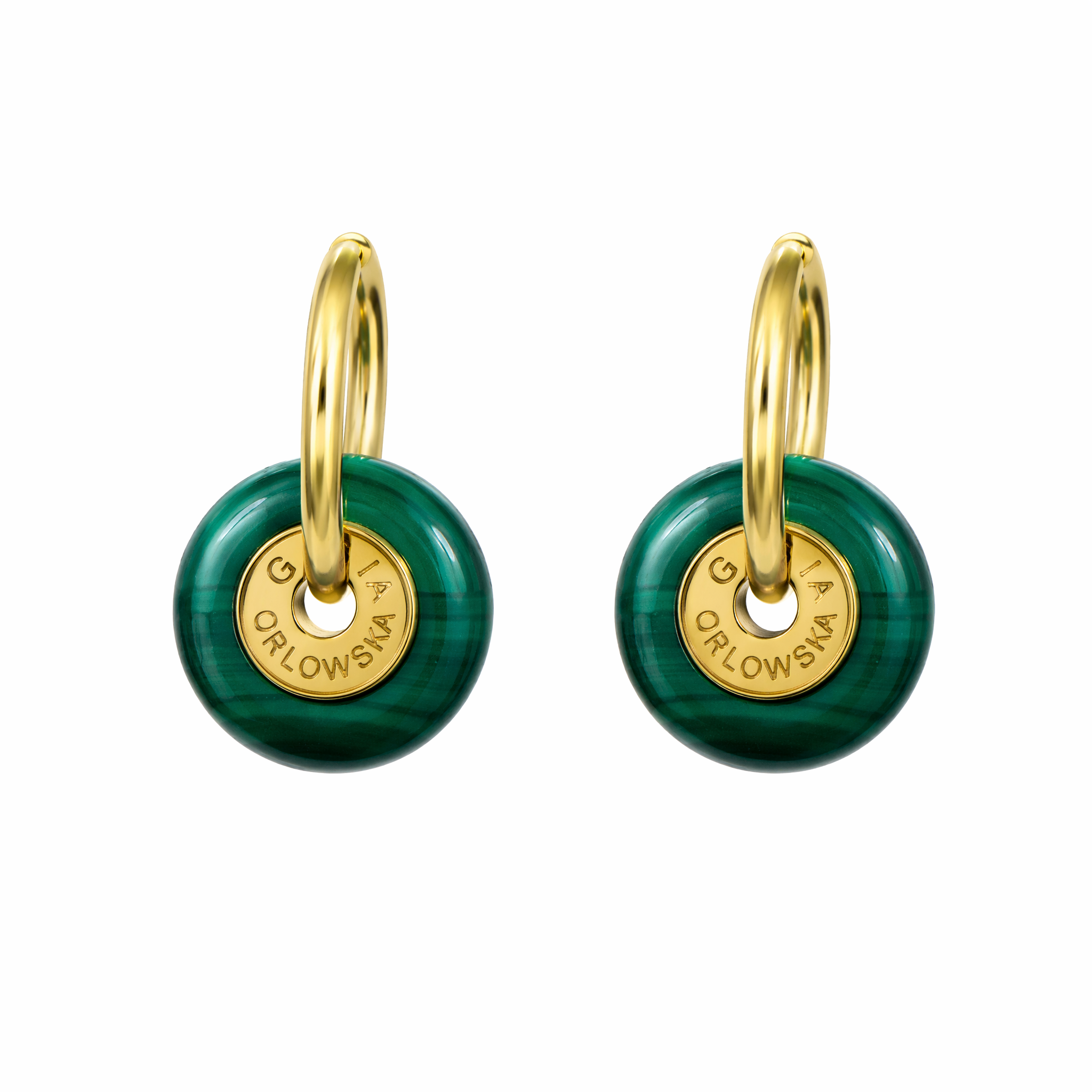 "CIAMBELLA MINI" 1.5CM Malachite Earrings