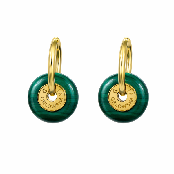 "CIAMBELLA MINI" 1.5CM Malachite Earrings