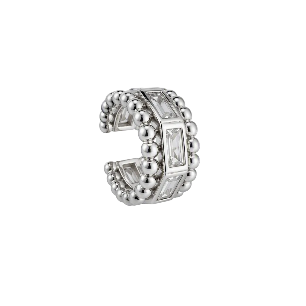 “Solenne” 925 Sterling Silver Clear Quartz Ear Cuff