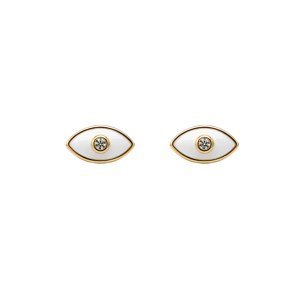 “Fae” Enamel 925 Sterling Silver Evil Eye Ear Studs