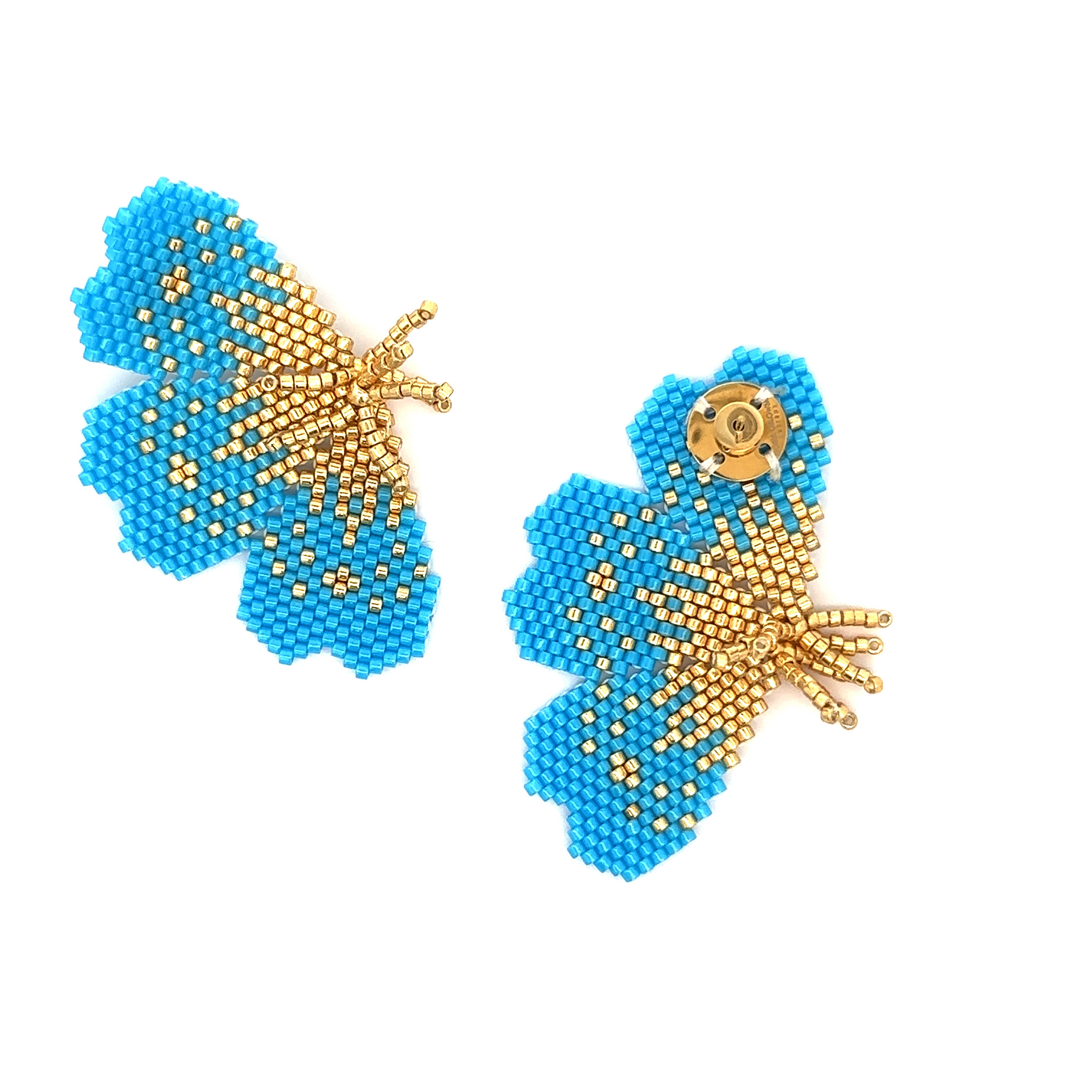 “NOLA” BEADED TURQUOISE BLUE BUTTERFLY EARRINGS