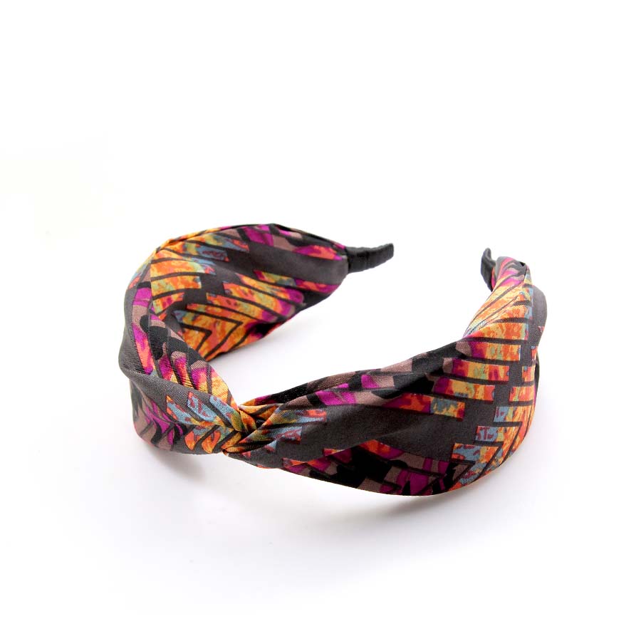 “Fun Autumn” Brown Arrow Twisted Style Silk Headband