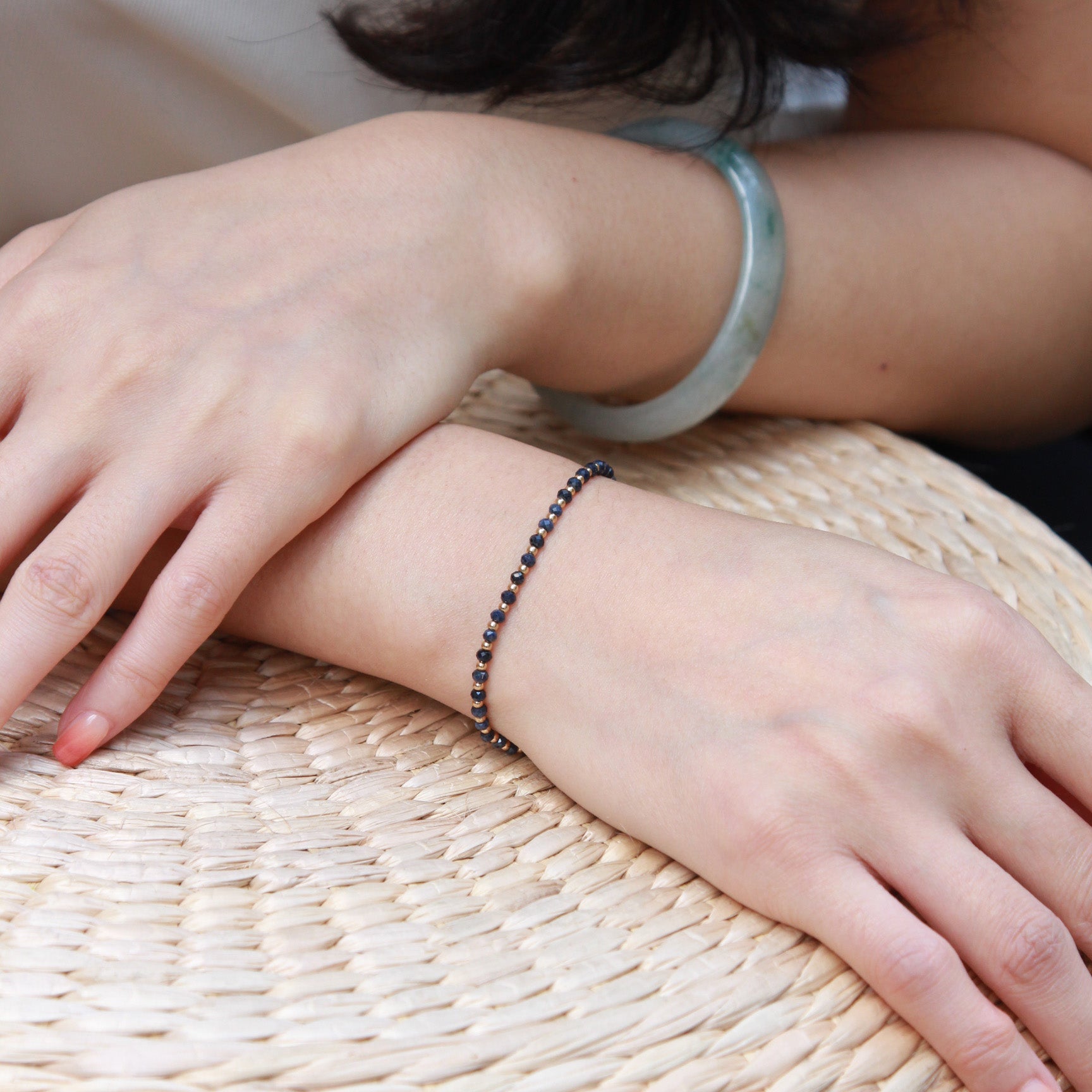 Exquisite 2mm Sapphire Diamond Cut Bracelet by Gosia Orlowska