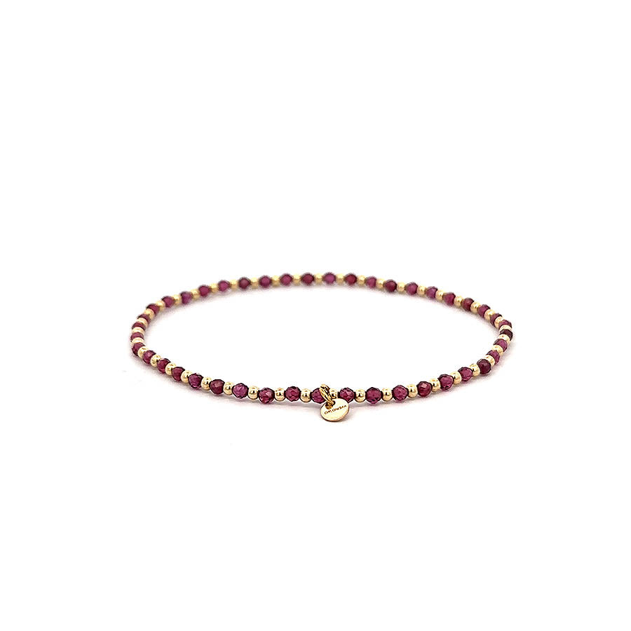 "Remi" 2mm Diamond-Cut Bead Ruby Bracelet