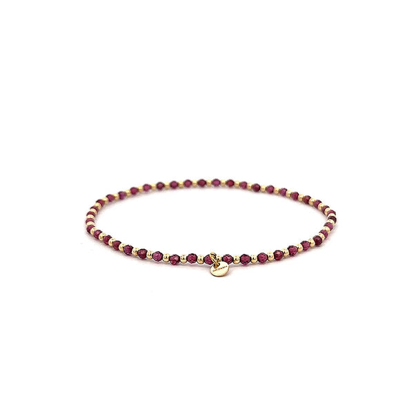 "Remi" 2mm Diamond-Cut Bead Ruby Bracelet