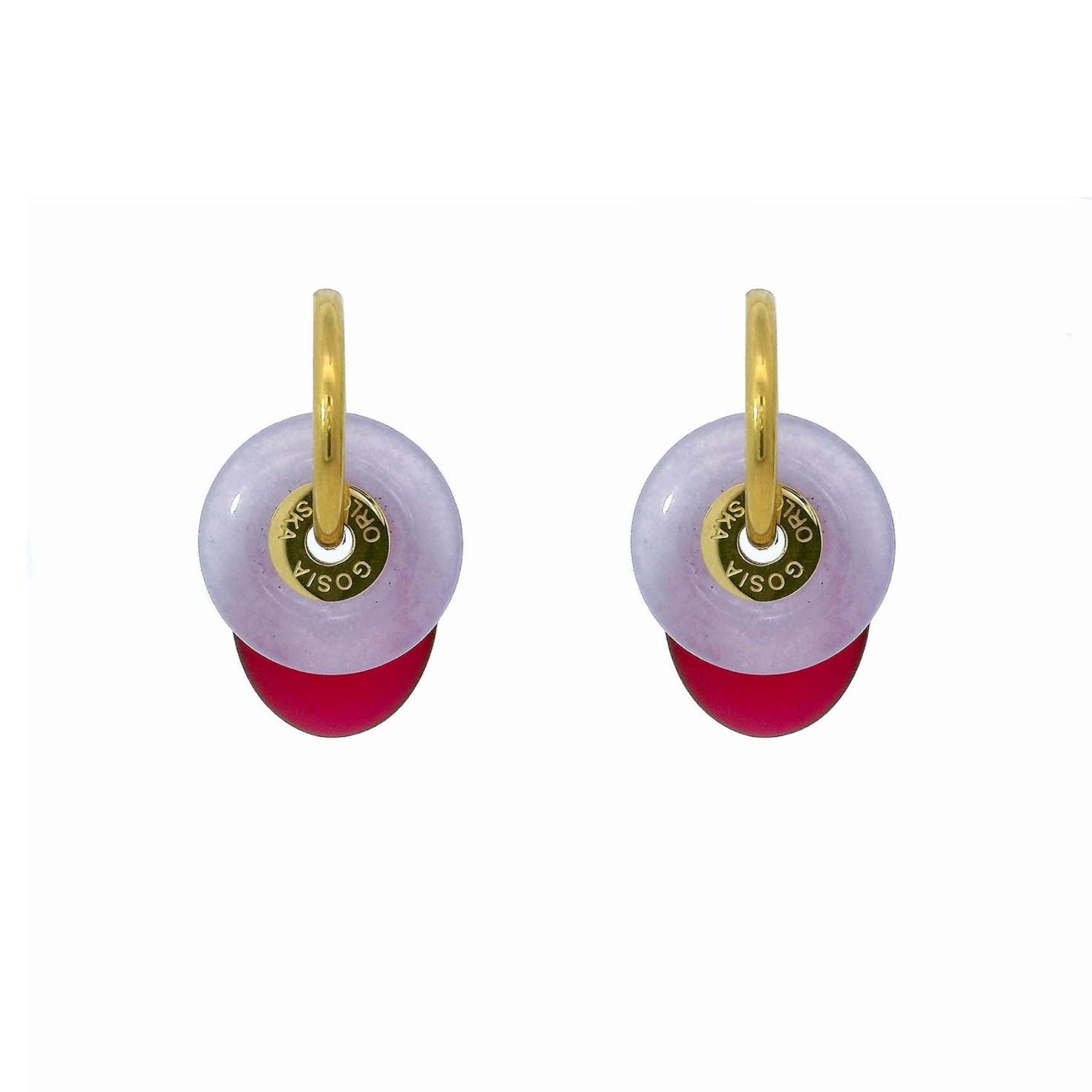 “CIAMBELLA” 2 STONES PURPLE AND CHERRY RED AGATE earrings