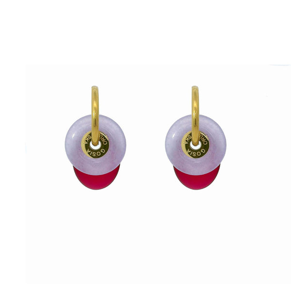 “CIAMBELLA” 2 STONES PURPLE AND CHERRY RED AGATE earrings