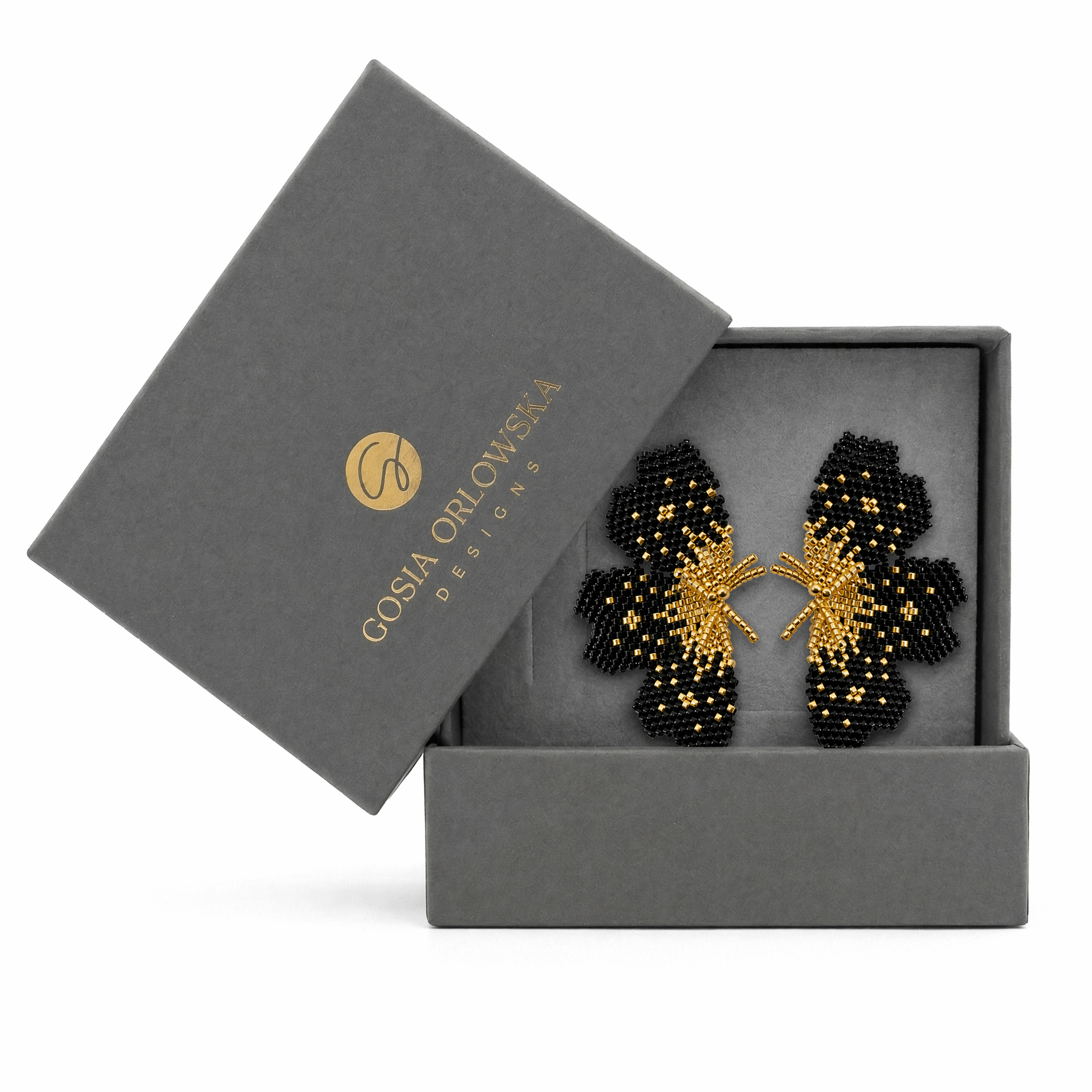 "NOLA" BEADED BLACK BUTTERFLY EARRINGS