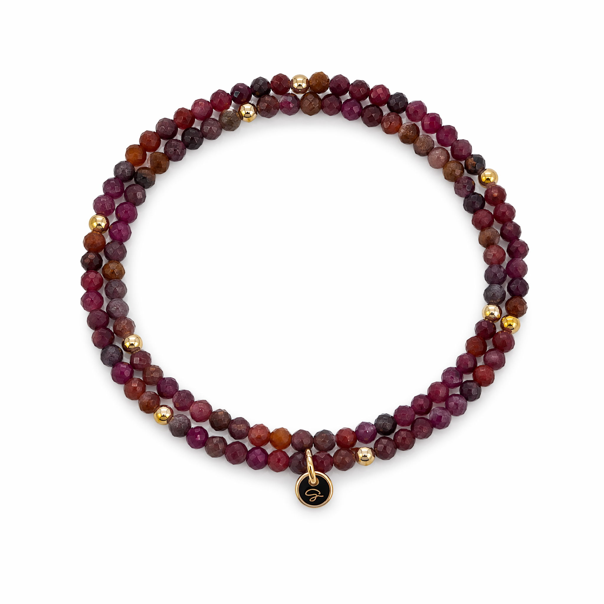 "Reyka" 2mm RUBY Diamond-Cut Stone Bracelet