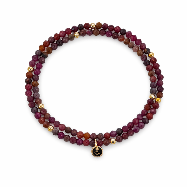 "Reyka" 2mm RUBY Diamond-Cut Stone Bracelet
