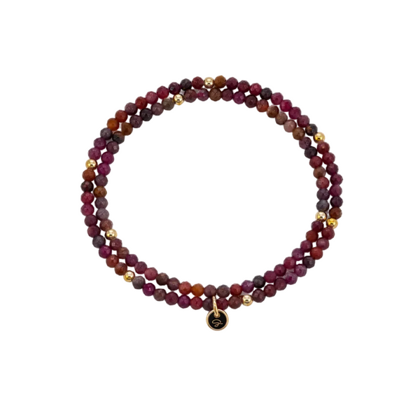 "Reyka" 2mm RUBY Diamond-Cut Stone Bracelet