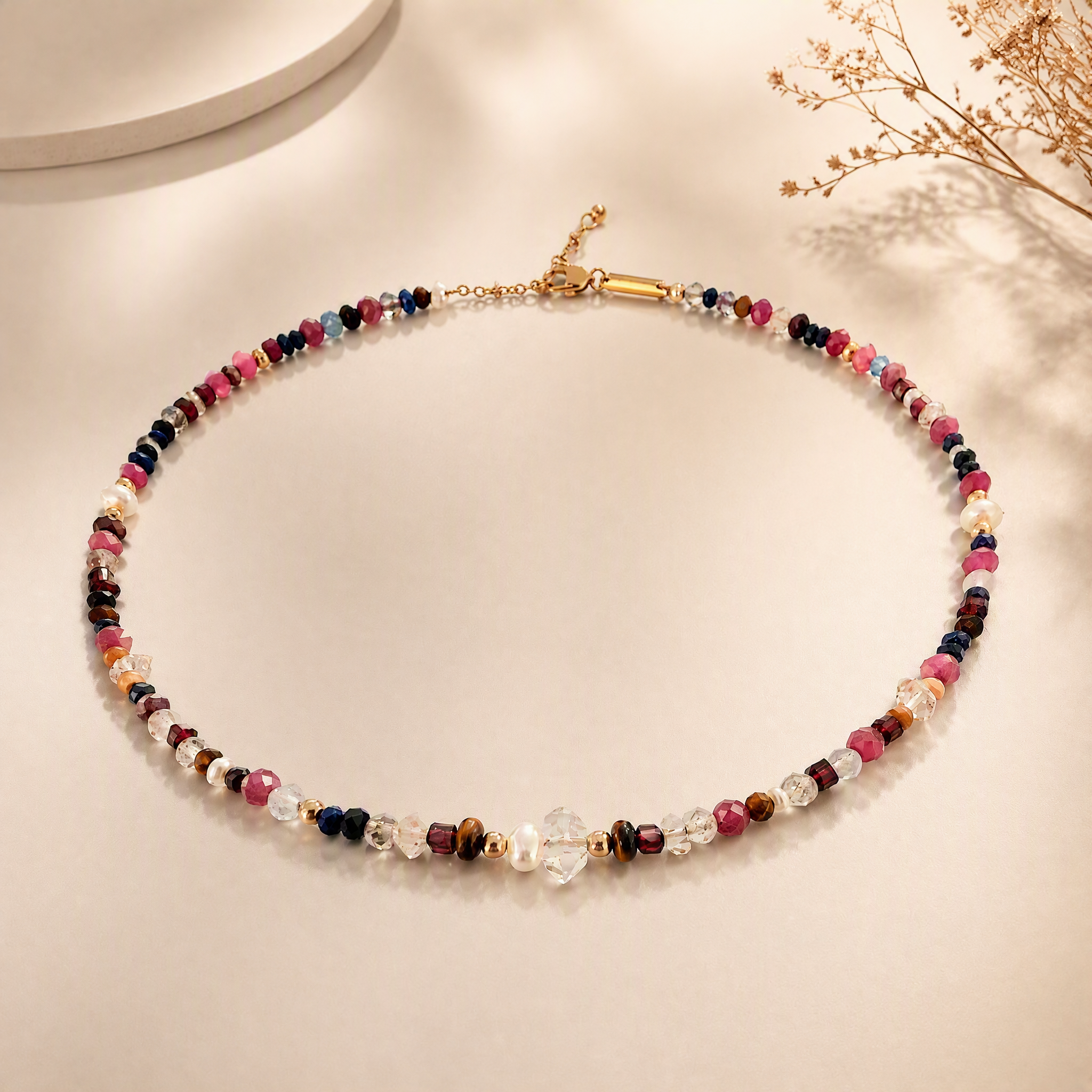 "Anika" herkimer diamond & pearl necklace