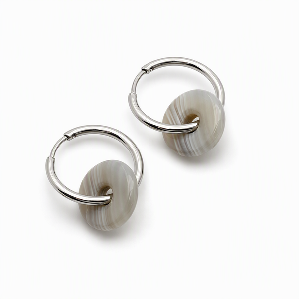 "Ciambella" CHIBI 1.2cm agate earrings