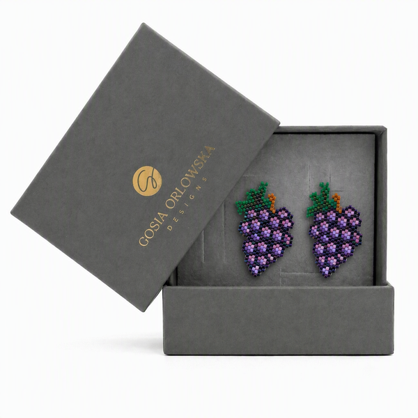 "Grape"beaded fruit earrings