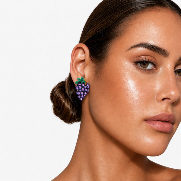 "Grape"beaded fruit earrings