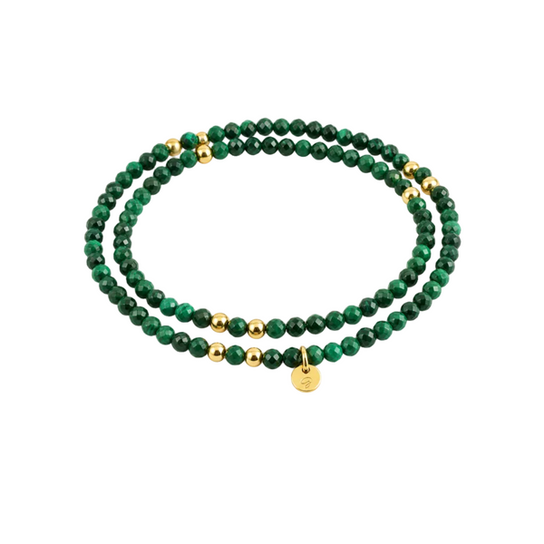 "Zaya" 3mm double wrap Malachite Stone Bracelet