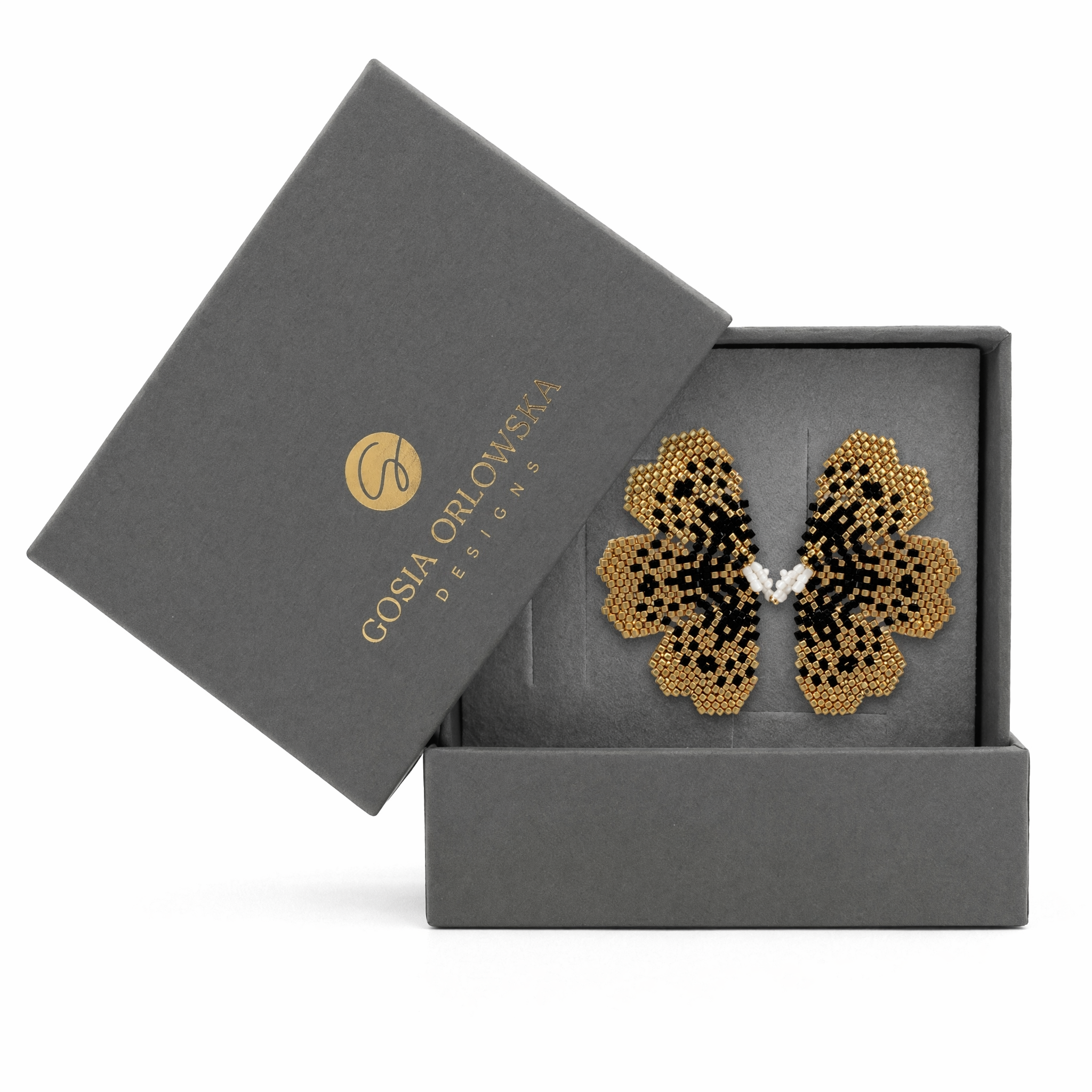 "NOLA" BEADED GOLDEN BUTTERFLY EARRINGS