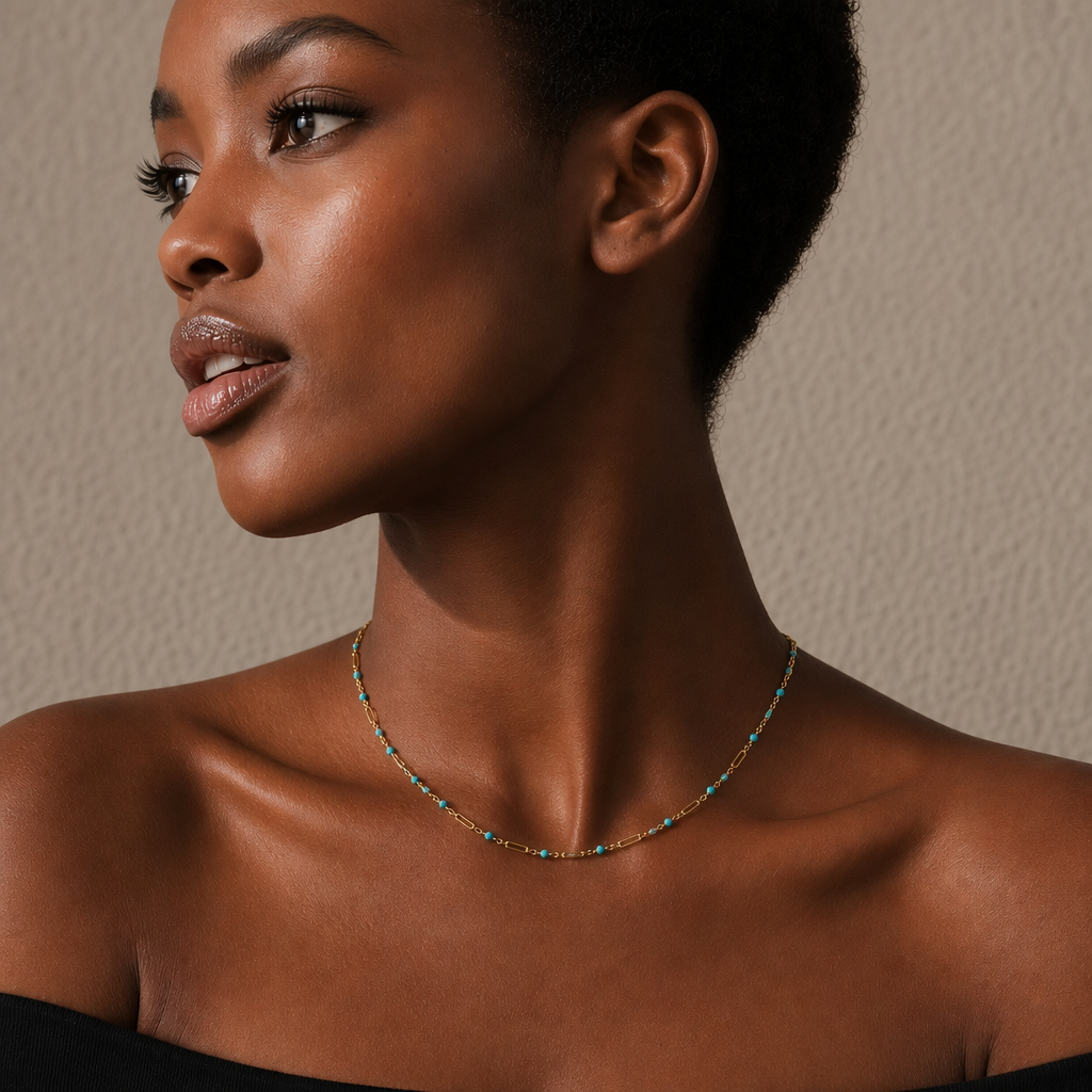“Forest” 925 sterling silver Clip Chain & Beads Necklace
