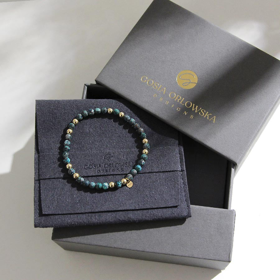 “Ellen” 4mm Round Bead CHRYSOCOLLA Bracelet
