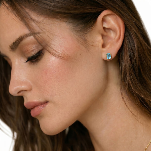 9K GOLD BLUE TOPAZ EARRINGS