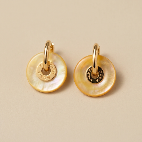 “CIAMBELLA” 2CM Mother of Pearl (YELLOW tone ) EARRINGS