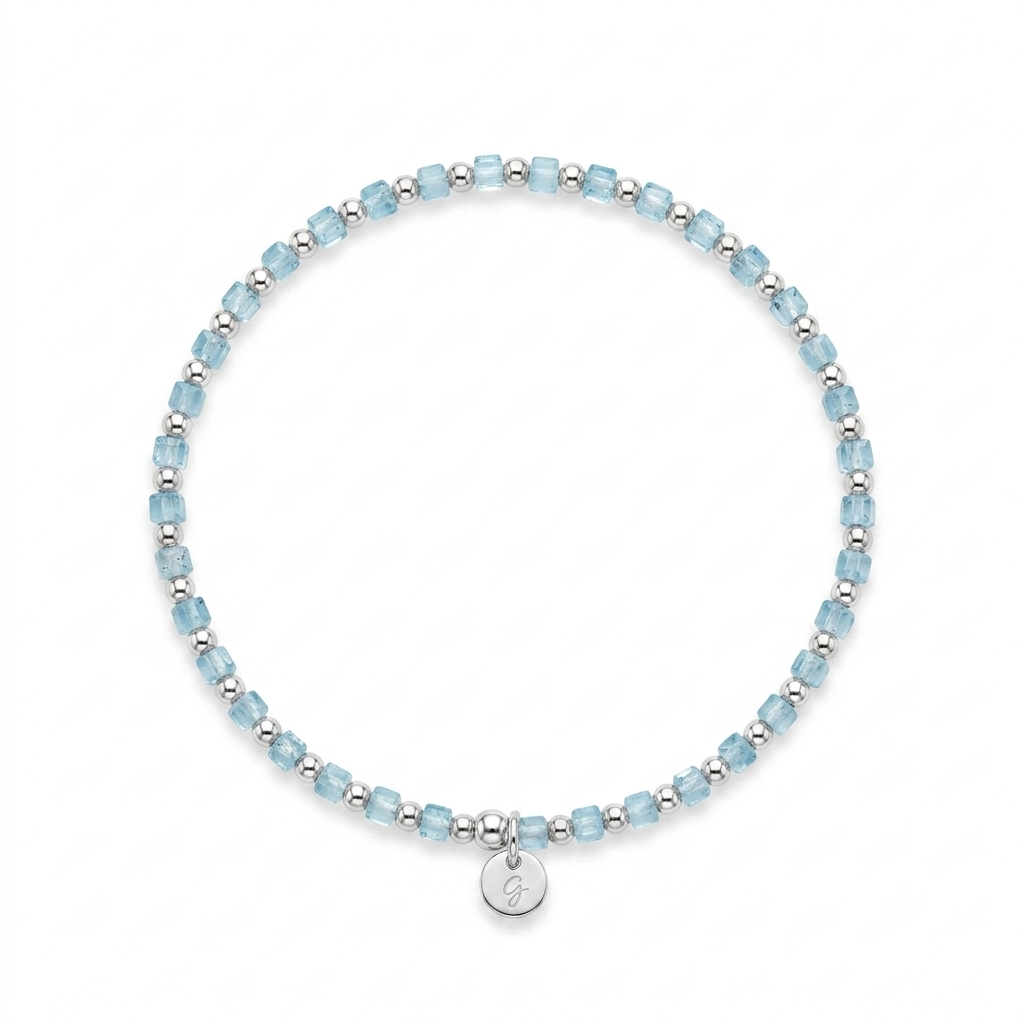 “Taryn” 2.5mm Blue Topaz Square shape Bracelet