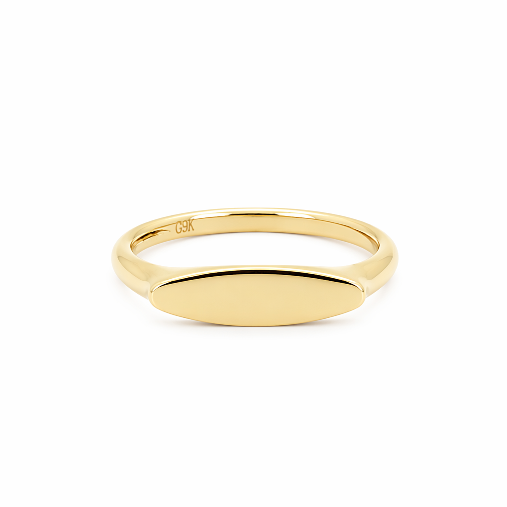 9K GOLD SYDNEY LONG OVAL SIGNET RING