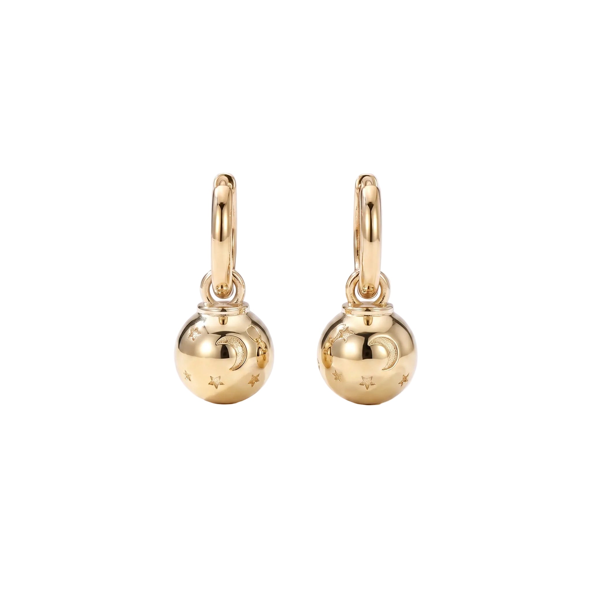 “Lilia” Moon Star Ornament Charm Earrings / Gold