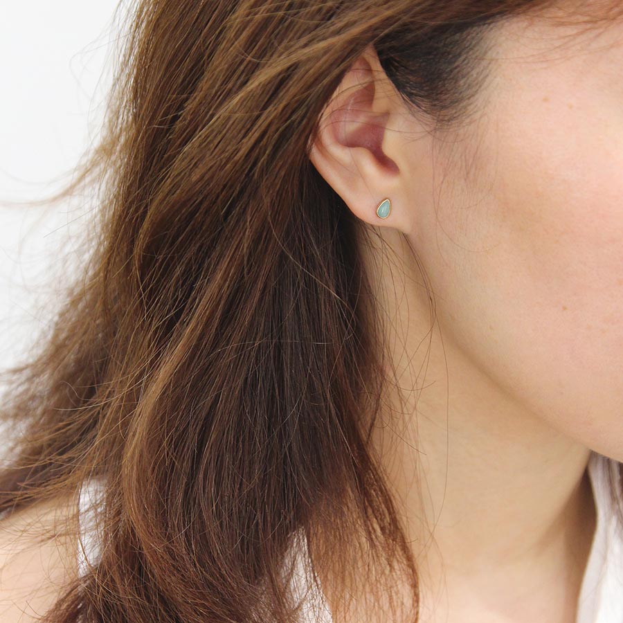 9K GOLD MINI AVENTURINE DROP EARRINGS