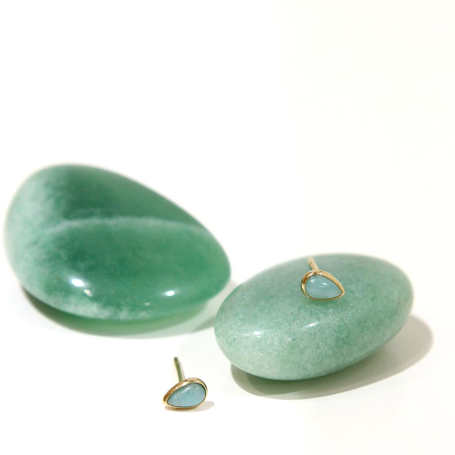 9K GOLD MINI AVENTURINE DROP EARRINGS