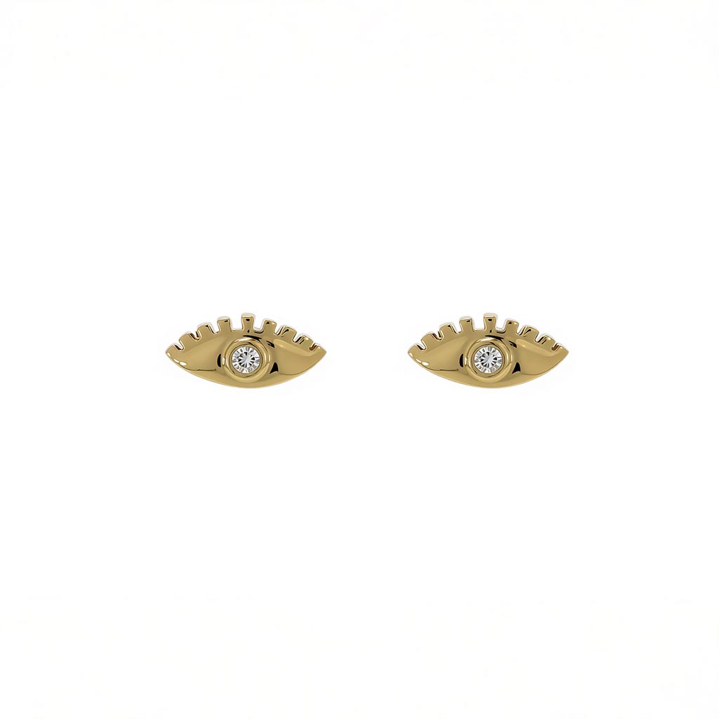 9k evil eye and diamond earrings