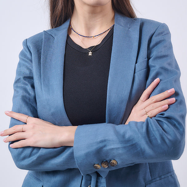 9K GOLD ZODIAC GOLD DIAMOND NECKLACE / GEMINI