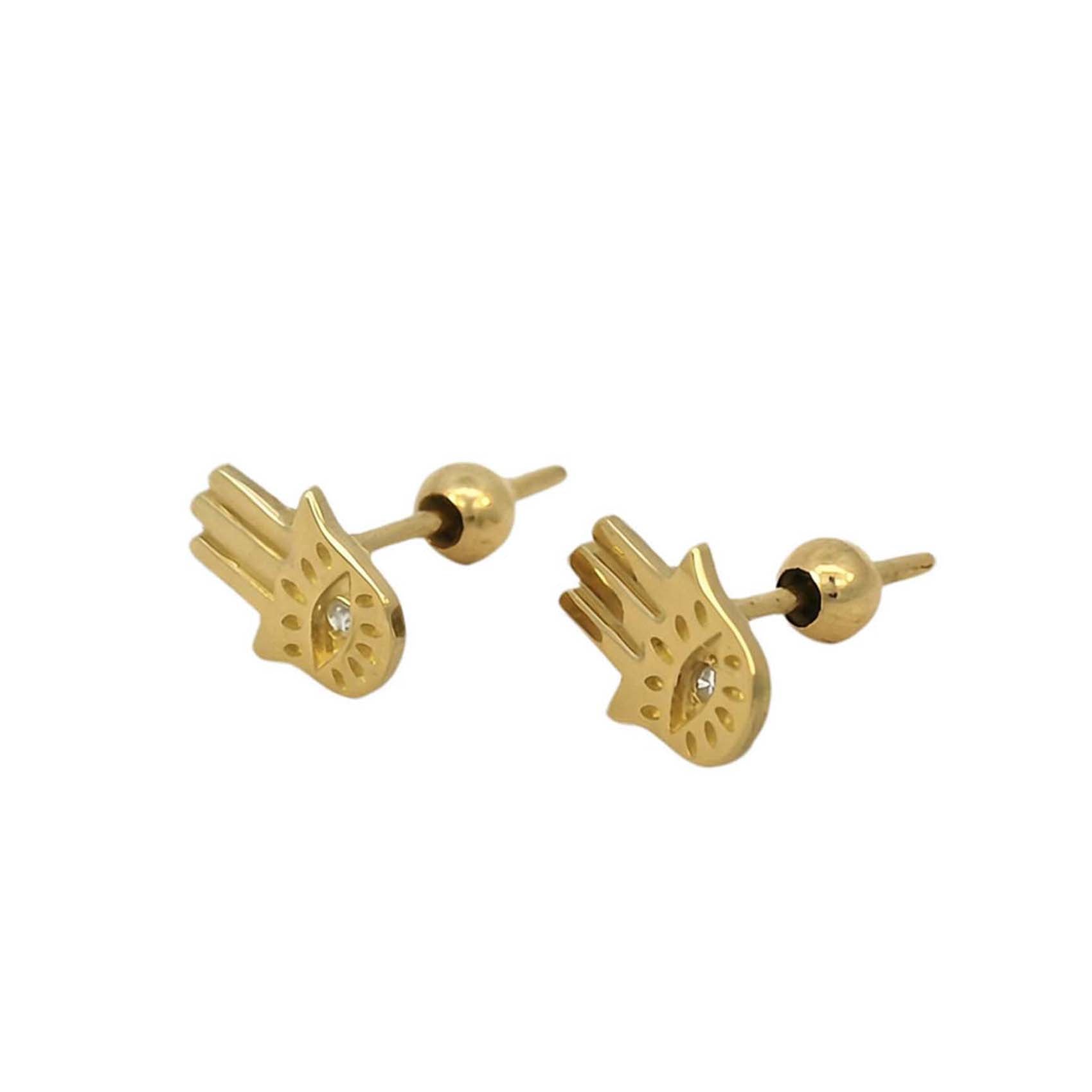 9k GOLD HAMSA DIAMOND EARRINGS