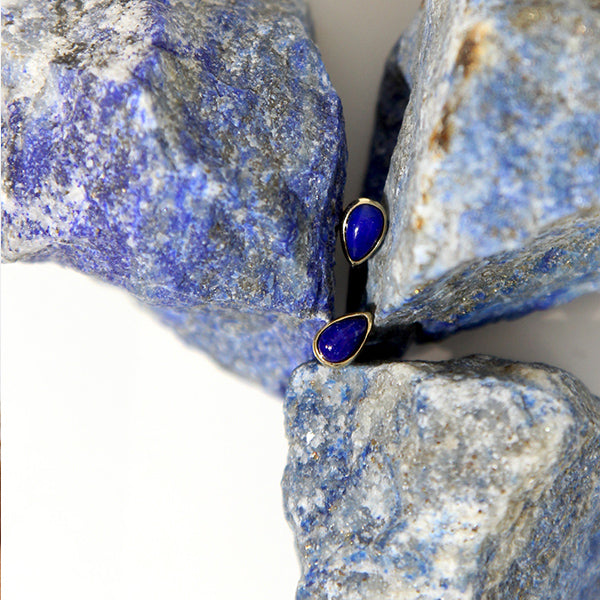 9K GOLD MINI LAPIS DROP EARRINGS