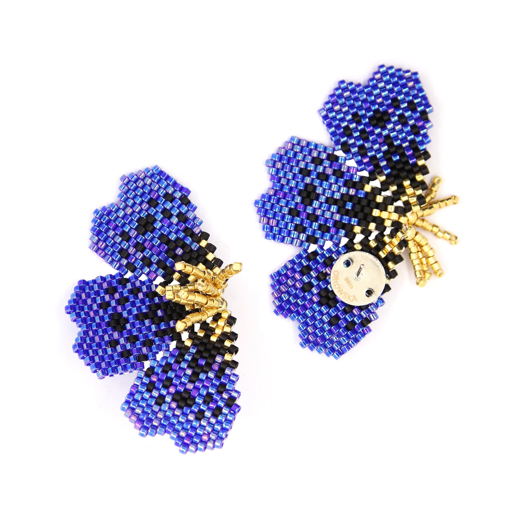 "NOLA" BEADED DARK BLUE BUTTERFLY EARRINGS