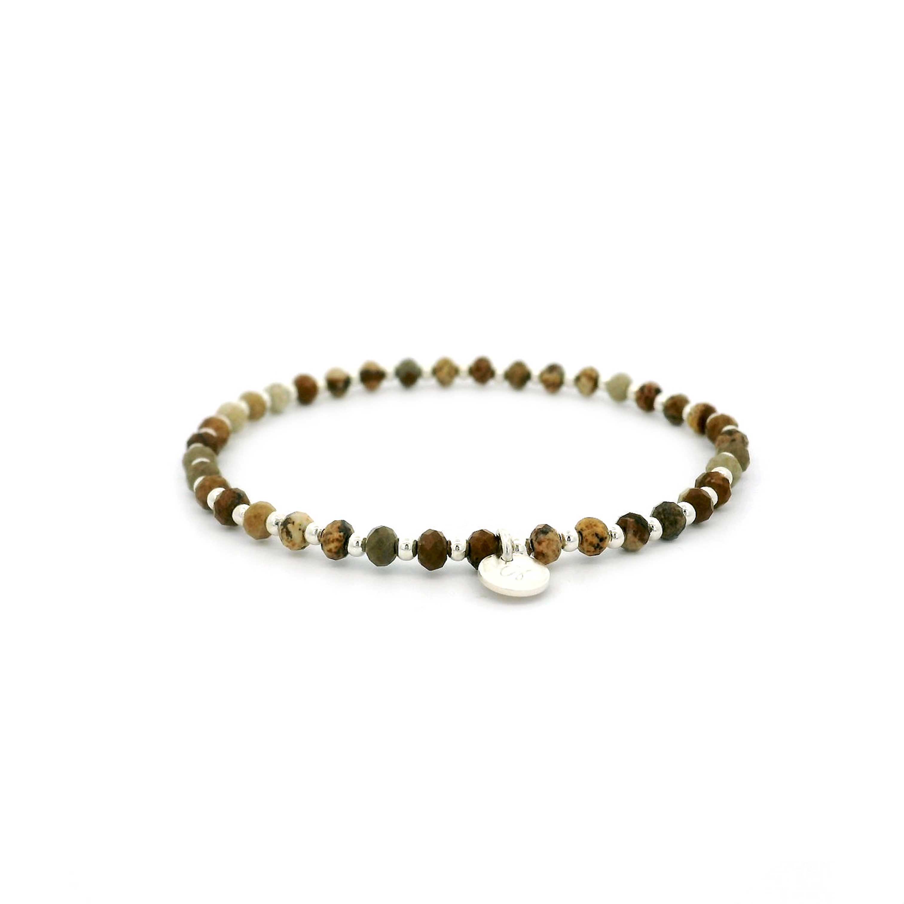“Canyon” Picture Jasper Diamond Cut Bead Bracelet