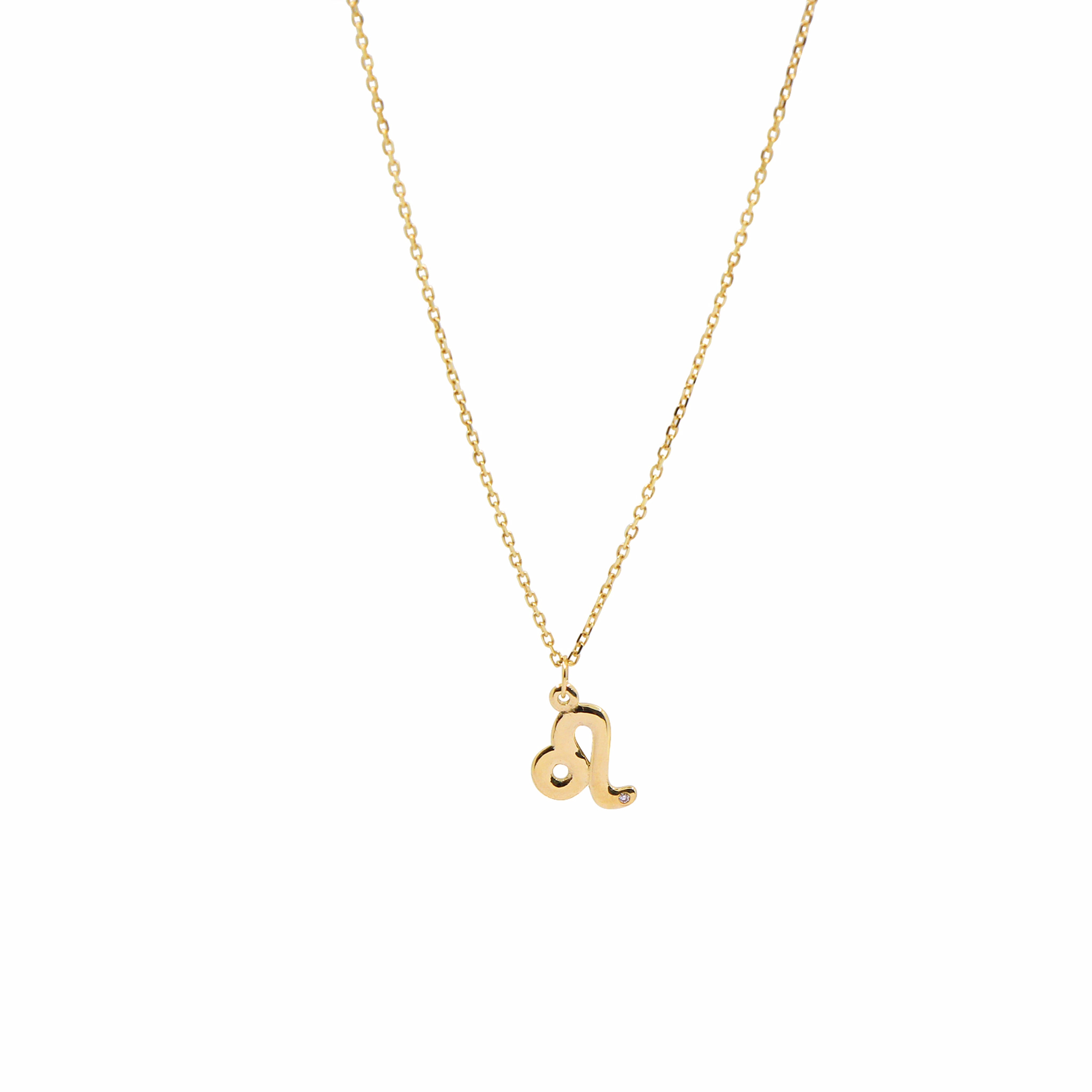 Gold Zodiac Diamond Necklace for Leo