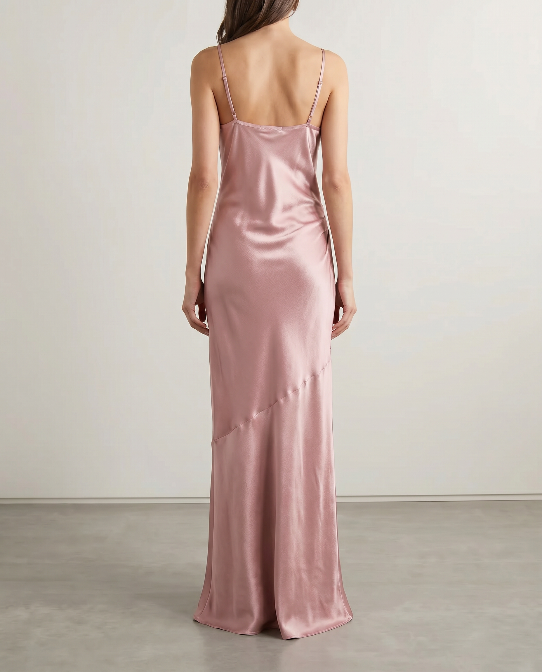 "ANIA" TEXTURED ACETATE LONG DRESS - Ash Pink