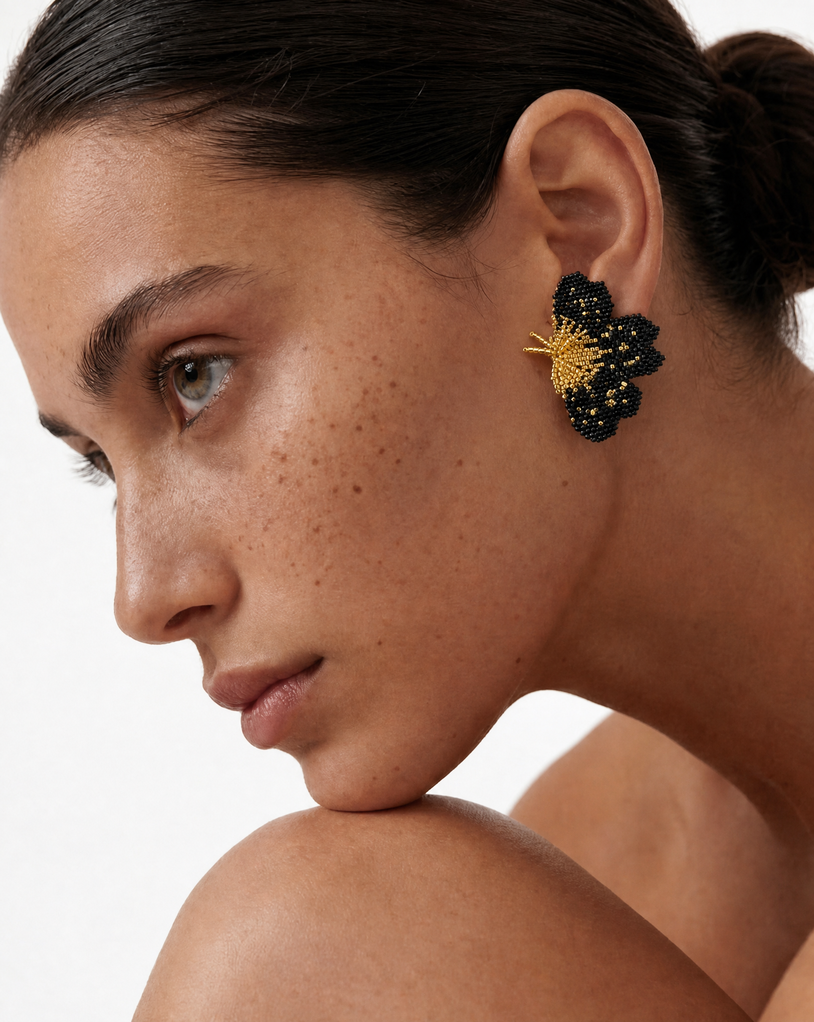 "NOLA" BEADED BLACK BUTTERFLY EARRINGS