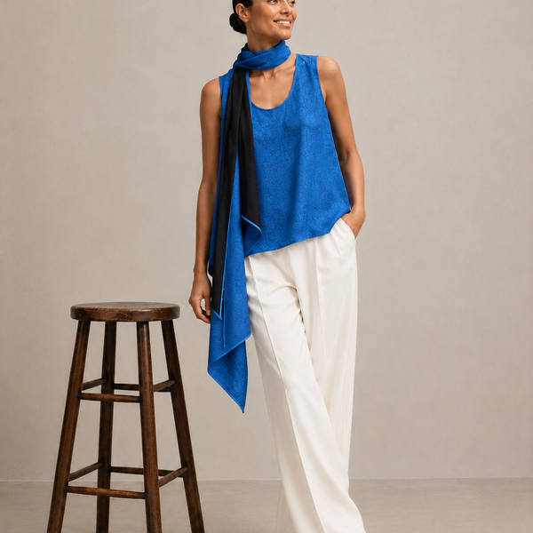 “Cadena” Blue Removable Collar Top