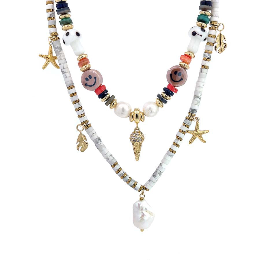 “Summer Vibe” Gemstone & Glass bead Necklace