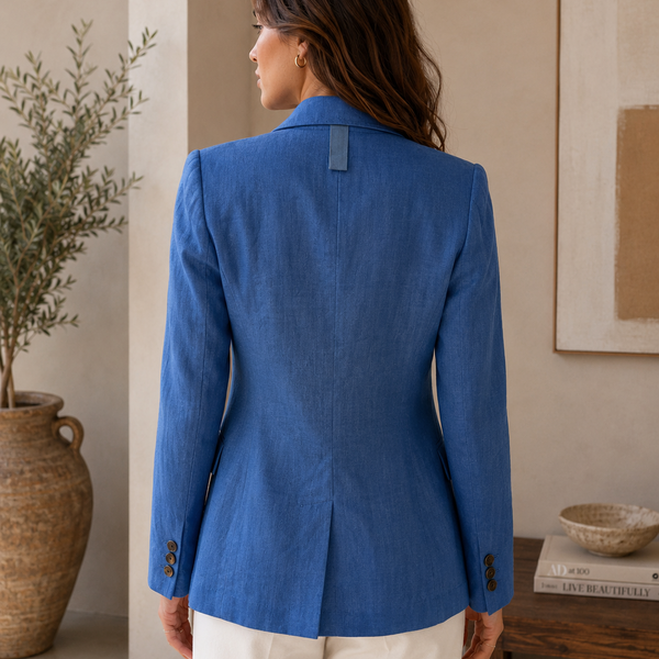 “Cassidy” Blue Linen Blazer