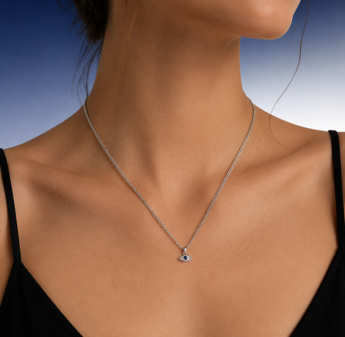 Tiny Evil Eye 925 Sterling Silver Necklace
