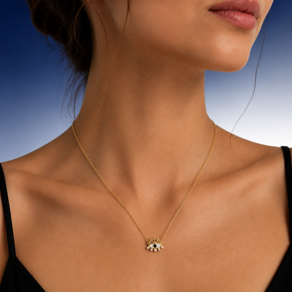 “Freya” Evil Eye & Pearl 925 sterling silver Necklace