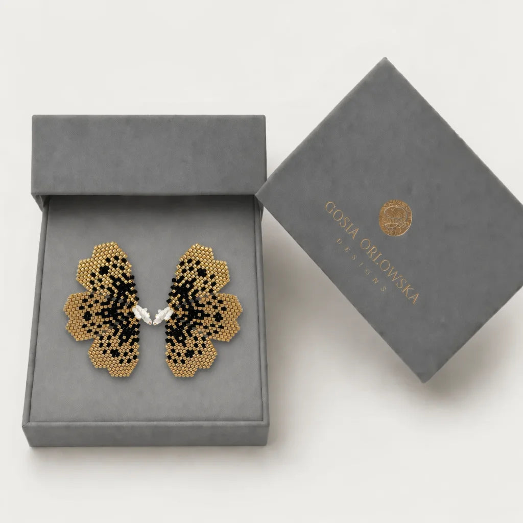 "NOLA" BEADED GOLDEN BUTTERFLY EARRINGS