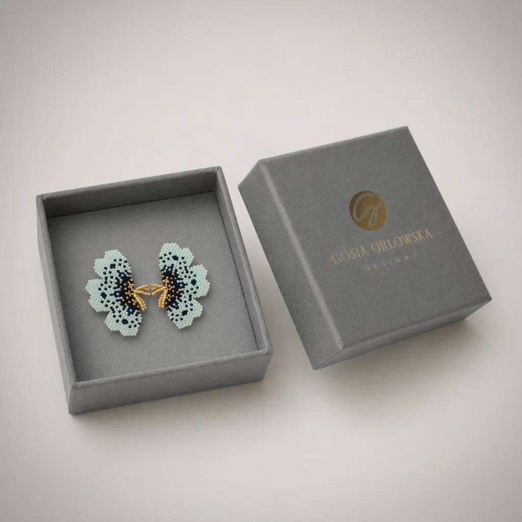 "NOLA" BEADED MINTED GREEN BUTTERFLY EARRINGS